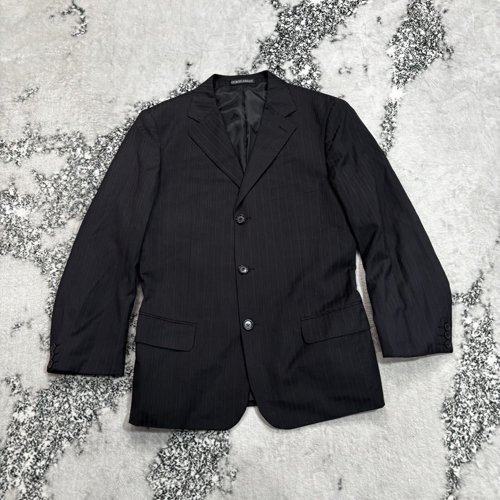 Giorgio Armani Le Collezioni Mens Size 38R Black Wool Blend Blazer Made Italy